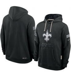 Men New Orleans Saints Black 2026 Salute to Service Sideline Dri FIT Pullover Hoodie