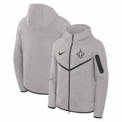 Men New Orleans Saints Gray Tech Fleece Full Zip Windrunner Hoodie