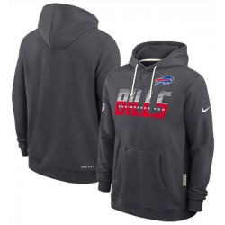 Men Buffalo Bills Charcoal Sideline Standard Issue Top Prospect Dri FIT Hoodie