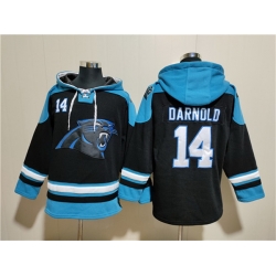 Men Carolina Panthers 14 Sam Darnold Black Ageless Must Have Lace Up Pullover Hoodie