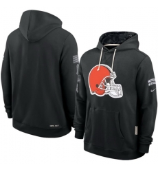 Men Cleveland Browns Black 2026 Salute to Service Sideline Dri FIT Pullover Hoodie Men Cleveland Browns Black 2026 Salute to Service Sideline Dri FIT Pullover Hoodie