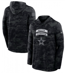 Men Dallas Cowboys Black 2026 Salute to Service Sideline Lightweight HoodieDri FIT Long Sleeve Top