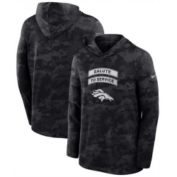 Men Denver Broncos Black 2026 Salute to Service Sideline Lightweight Hoodie Dri FIT Long Sleeve Top