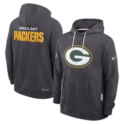 Men Green Bay Packers Anthracite Sideline Standard Issue Initial Home Dri FIT Pullover Hoodie