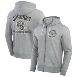 Men Jacksonville Jaguars Heather Gray Vintage Stripe Full Zip Hoodie