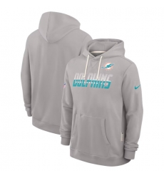 Men Miami Dolphins Gray Sideline Standard Issue Top Prospect Dri FIT Hoodie