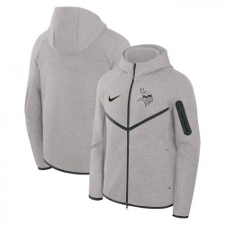 Men Minnesota Vikings Grey Tech Fleece Windrunner Full Zip Hoodie