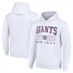 Men New York Giants White Throwback Logo Pullover Hoodie