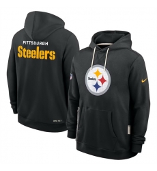 Men Pittsburgh Steelers Black Sideline Standard Issue Initial Home Dri FIT Pullover Hoodie