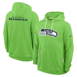 Men Seattle Seahawks Neon Green Sideline Standard Issue Initial Home Dri FIT Pullover Hoodie