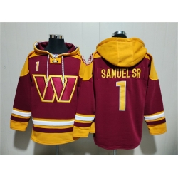 Men Washington Commanders 1 Deebo Samuel Sr  Burgundy Ageless Must Have Lace Up Pullover Hoodie