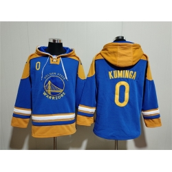 Men Golden State Warriors 0 J  Kuminga Blue Yellow Lace Up Pullover Hoodie