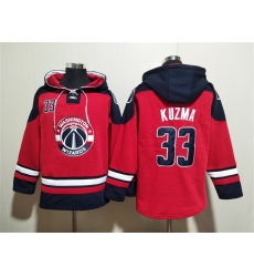 Men Washington Wizards 33 Kyle Kuzma Red Navy Lace Up Pullover Hoodie Men Washington Wizards 33 Kyle Kuzma Red Navy Lace Up Pullover Hoodie