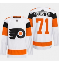 Men Philadelphia Flyers 71 Tyson Foerster White 2024 Stadium Series Stitched Jersey