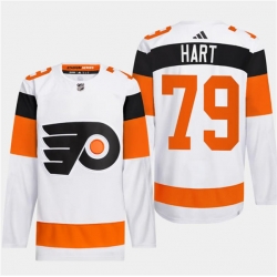 Men's Philadelphia Flyers #79 Carter Hart White 2024 Stadium Series Stitched Jersey