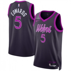 Men Minnesota Timberwolves 5 Anthony Edwards Purple 2025 26 City Edition Stitched Jersey
