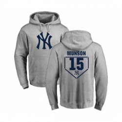 Men MLB Nike New York Yankees 15 Thurman Munson Gray RBI Pullover Hoodie