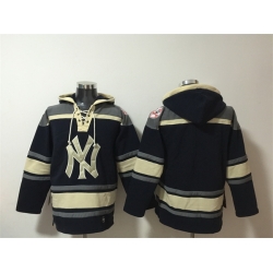 Men New York Yankees Blank Navy Ageless Must Have Lace Up Pullover Hoodie