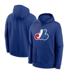 Men Montreal Expos Blue Cooperstown Collection Logo Club Pullover Hoodie Men Montreal Expos Blue Cooperstown Collection Logo Club Pullover Hoodie