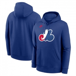 Men Montreal Expos Blue Cooperstown Collection Logo Club Pullover Hoodie
