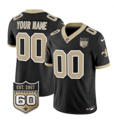 Men New Orleans Saints Active Player Custom Black F U S E 60th Anniversary Patch Vapor Limited Stitched Football Jersey Men New Orleans Saints Active Player Custom Black F U S E 60th Anniversary Patch Vapor Limited Stitched Football Jersey
