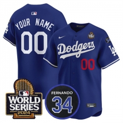 Men Los Angeles Dodgers ACTIVE PLAYER Custom Royal 2024 World Series With Fernando Memorial Patch Limited Stitched Baseball Jersey