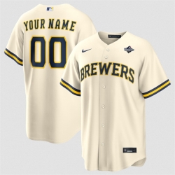 Men Milwaukee Brewers ACTIVE PLAYER Custom Cream 2026 World Series Cool Base Stitched Baseball Jersey
