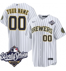 Men Milwaukee Brewers ACTIVE PLAYER Custom White 2026 World Series Cool Base Stitched Baseball Jersey Men Milwaukee Brewers ACTIVE PLAYER Custom White 2026 World Series Cool Base Stitched Baseball Jersey