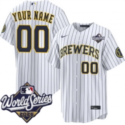 Men Milwaukee Brewers ACTIVE PLAYER Custom White 2026 World Series Cool Base Stitched Baseball Jersey