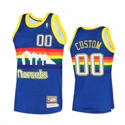 Men Women Youth Toddler Denver Nuggets Blue Rainbow Custom Mitchell Ness NBA Stitched Jersey