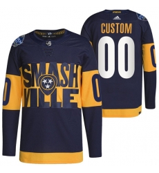 Men Nashville Predators Active Player Custom 2022 Navy Stadium Series Breakaway Player Stitched Jersey