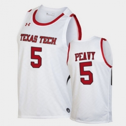 Men Texas Tech Red Raiders Micah Peavy Replica White Basketball 2020 21 Jersey