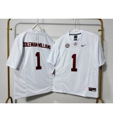 Men Alabama Crimson Tide 1 Ryan Coleman-Williams White F U S E Stitched Jersey Men Alabama Crimson Tide 1 Ryan Coleman-Williams White F U S E Stitched Jersey