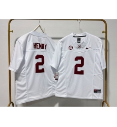 Men Alabama Crimson Tide 2 Derrick Henry White F U S E (2) Stitched Jersey