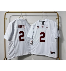 Men Alabama Crimson Tide 2 Jalen Hurts White F U S E Stitched Jersey Men Alabama Crimson Tide 2 Jalen Hurts White F U S E Stitched Jersey