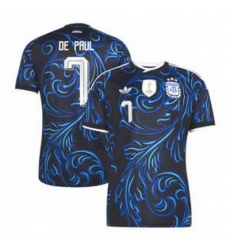 Men 7Rodrigo De Paul Argentina National Team adidas 2026 Away Replica Jersey Black 2