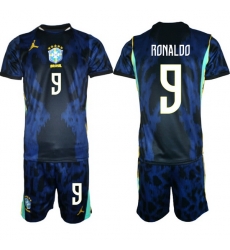 Youth Brazil 2026 FIFA World Cup Blue Away Soccer Jersey RONALDO #9 Youth Brazil 2026 FIFA World Cup Blue Away Soccer Jersey RONALDO #9