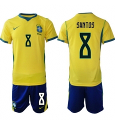 Youth Brazil 2026 FIFA World Cup Yellow Home Soccer Jersey SANTOS #8