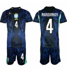 Men Brazil 2026 FIFA World Cup Blue Away Soccer Jersey MARQUINHOS #4 Men Brazil 2026 FIFA World Cup Blue Away Soccer Jersey MARQUINHOS #4