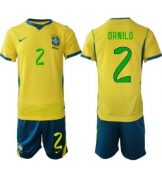Men Brazil 2026 FIFA World Cup Yellow Home Soccer Jersey DANILO #2 Green Men Brazil 2026 FIFA World Cup Yellow Home Soccer Jersey DANILO #2 Green
