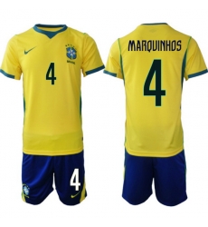 Men Brazil 2026 FIFA World Cup Yellow Home Soccer Jersey MARQUINHOS #4 Men Brazil 2026 FIFA World Cup Yellow Home Soccer Jersey MARQUINHOS #4