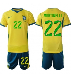 Men Brazil 2026 FIFA World Cup Yellow Home Soccer Jersey MARTINELLI #22 Green Men Brazil 2026 FIFA World Cup Yellow Home Soccer Jersey MARTINELLI #22 Green