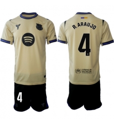 Men FC Barcelona 2026 Soccer Jerseys Beige #4 R.ARAUJO