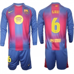 Men FC Barcelona 2026 Soccer Jerseys Red Long #6 GAVI (2)