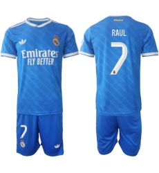 Men Real Madrid 2026 Soccer Jerseys Blue #7 RAUL