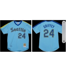 Seattle Griffey 24 Mitchell Ness Teal Yellow Jersey
