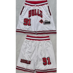 Men Chicago Bulls 91 Dennis Rodman White 2025 Shorts  