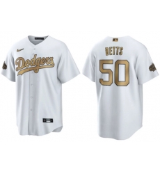 Men's Los Angeles Dodgers #50 Mookie Betts White 2022 All-Star Cool Base Stitched Baseball Jersey