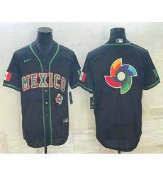 Men Mexico Baseball 2023 Black World Big Logo Classic Stitched Jersey 2