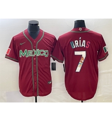 Men Mexico Baseball 7 Julio Ur EDas Red 2023 World Baseball Classic Stitched Jersey 1